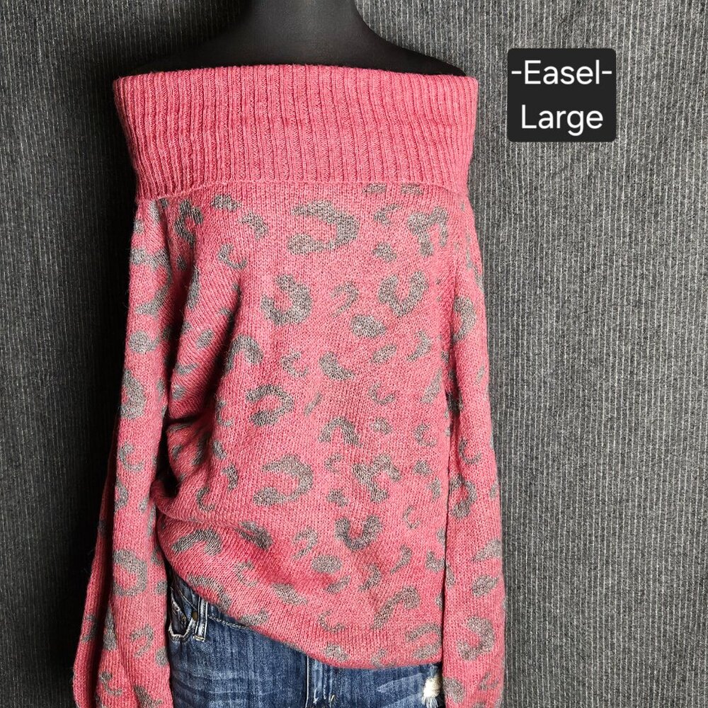 Mauve/Rose Animal Print Sweater - Wear it 2 ways!!